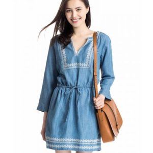 Gap Chambray Dress Embroidered Denim Boho